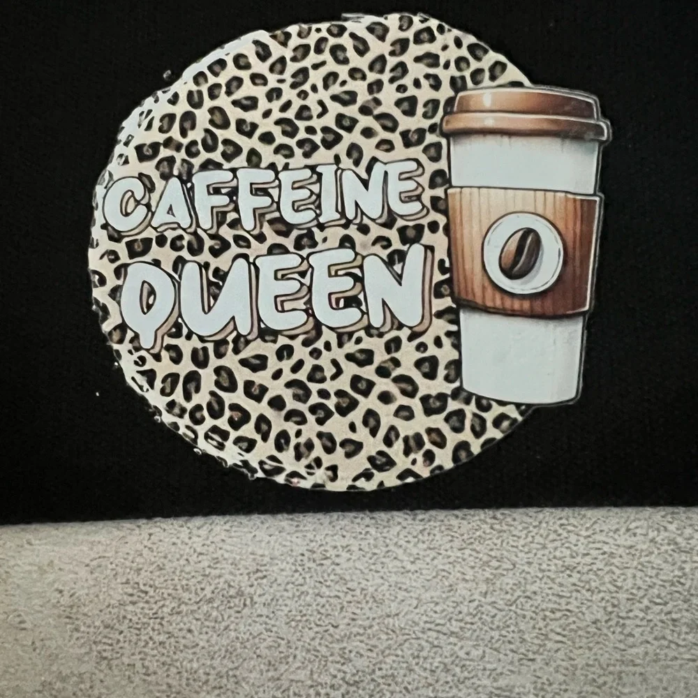 Leopard Print 'Caffeine Queen' Black Cosmetic Pouch